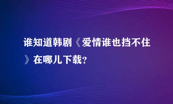 谁知道韩剧《爱情谁也挡不住》在哪儿下载？