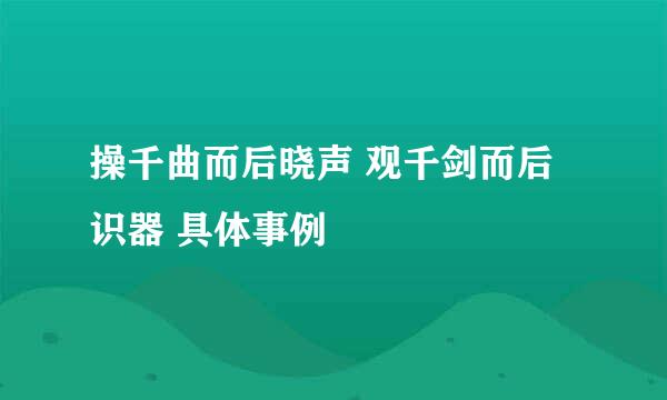 操千曲而后晓声 观千剑而后识器 具体事例