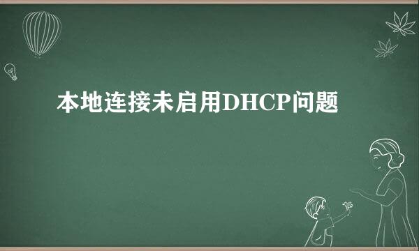 本地连接未启用DHCP问题