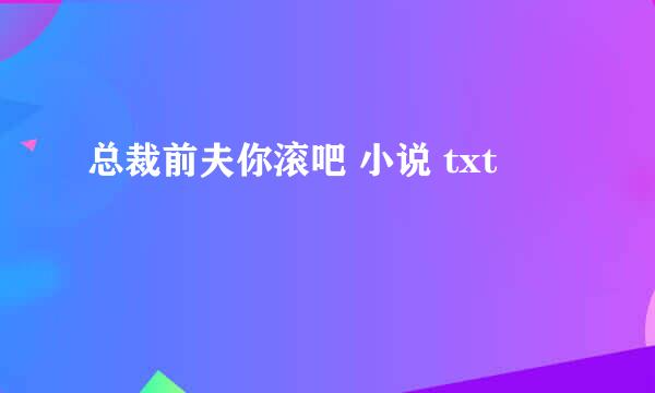 总裁前夫你滚吧 小说 txt