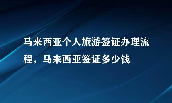 马来西亚个人旅游签证办理流程，马来西亚签证多少钱