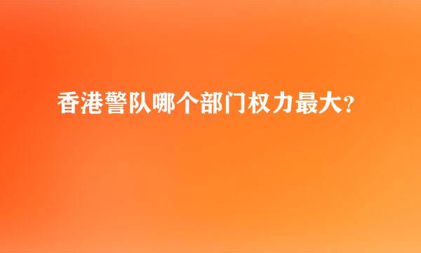 香港警队哪个部门权力最大？