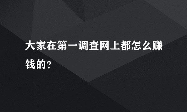 大家在第一调查网上都怎么赚钱的？