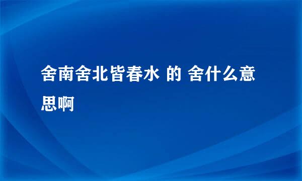 舍南舍北皆春水 的 舍什么意思啊