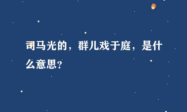 司马光的，群儿戏于庭，是什么意思？