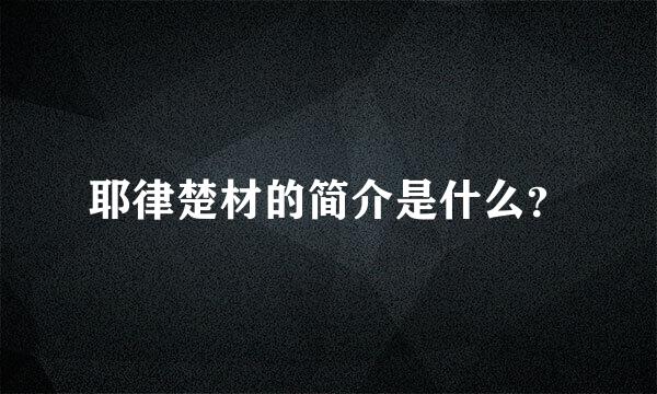 耶律楚材的简介是什么？