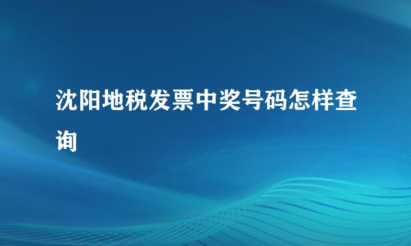 沈阳地税发票中奖号码怎样查询