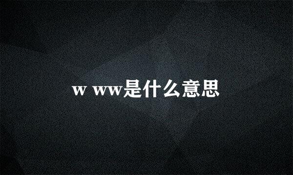 w ww是什么意思