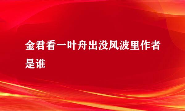 金君看一叶舟出没风波里作者是谁