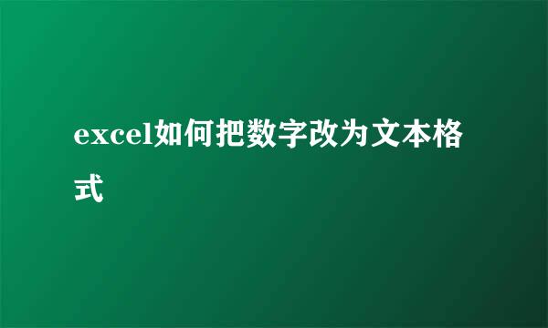 excel如何把数字改为文本格式