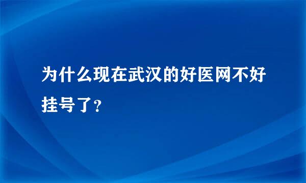 为什么现在武汉的好医网不好挂号了？