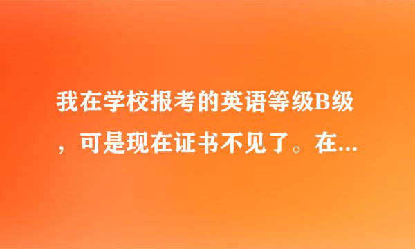 我在学校报考的英语等级B级，可是现在证书不见了。在网上能不能查到电子版的，毕业要用。