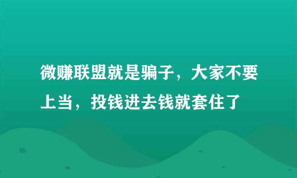 微赚联盟就是骗子，大家不要上当，投钱进去钱就套住了