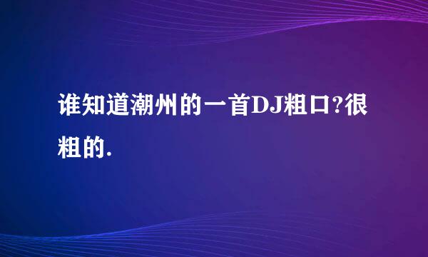 谁知道潮州的一首DJ粗口?很粗的.