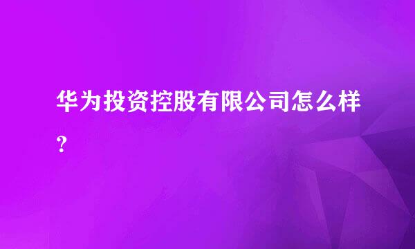 华为投资控股有限公司怎么样？