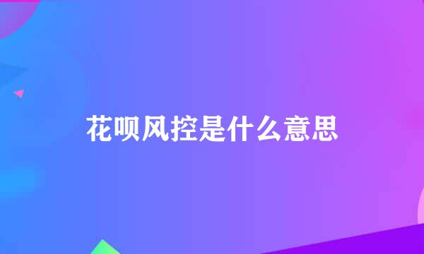 花呗风控是什么意思