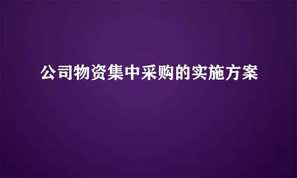 公司物资集中采购的实施方案