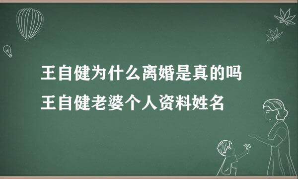 王自健为什么离婚是真的吗 王自健老婆个人资料姓名