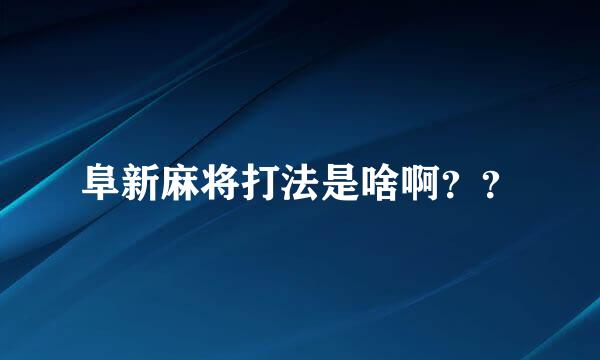 阜新麻将打法是啥啊？？