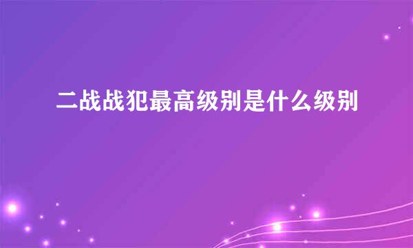 二战战犯最高级别是什么级别