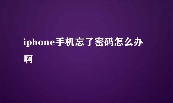 iphone手机忘了密码怎么办啊