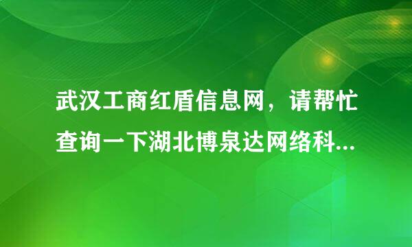 武汉工商红盾信息网，请帮忙查询一下湖北博泉达网络科技有限公司