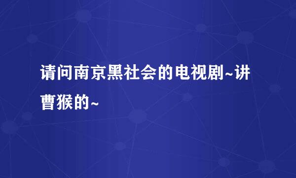 请问南京黑社会的电视剧~讲曹猴的~