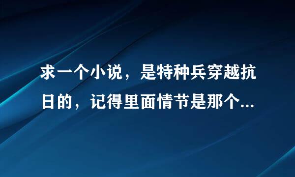 求一个小说，是特种兵穿越抗日的，记得里面情节是那个特种部队（不是一个人，好像是什么狼牙还是啥的）在