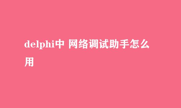 delphi中 网络调试助手怎么用