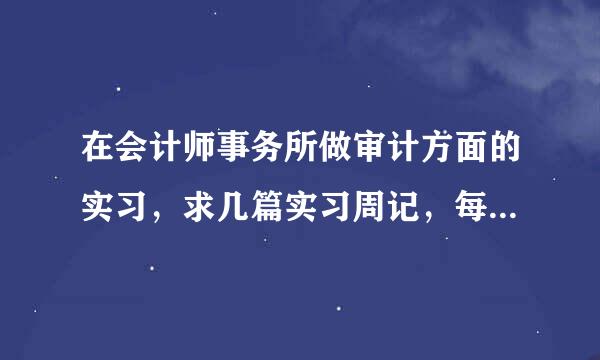 在会计师事务所做审计方面的实习，求几篇实习周记，每篇1000字左右