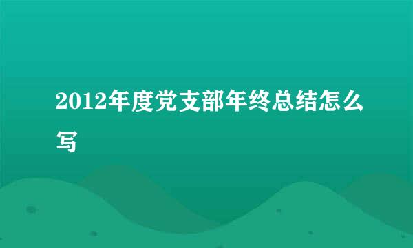 2012年度党支部年终总结怎么写