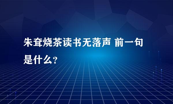 朱耷烧茶读书无落声 前一句是什么？