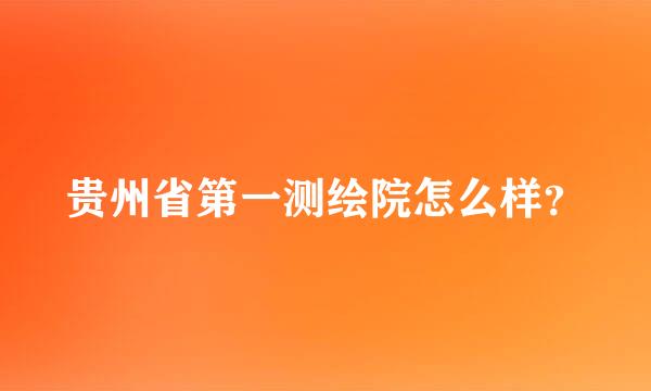 贵州省第一测绘院怎么样？