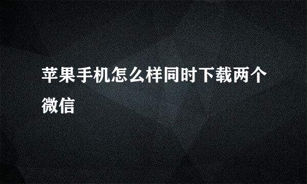 苹果手机怎么样同时下载两个微信