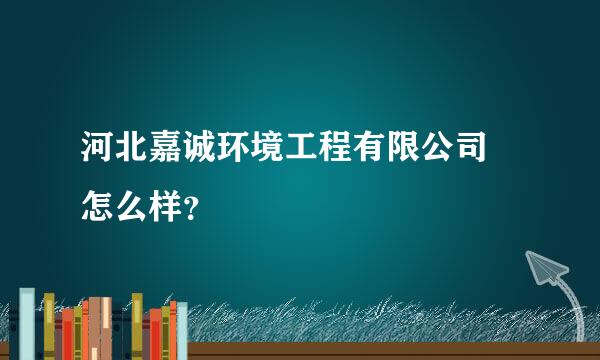 河北嘉诚环境工程有限公司 怎么样？