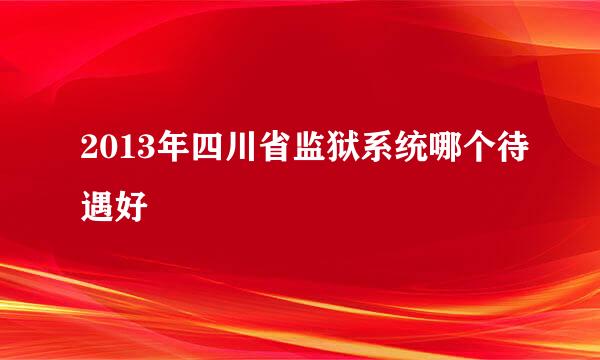 2013年四川省监狱系统哪个待遇好