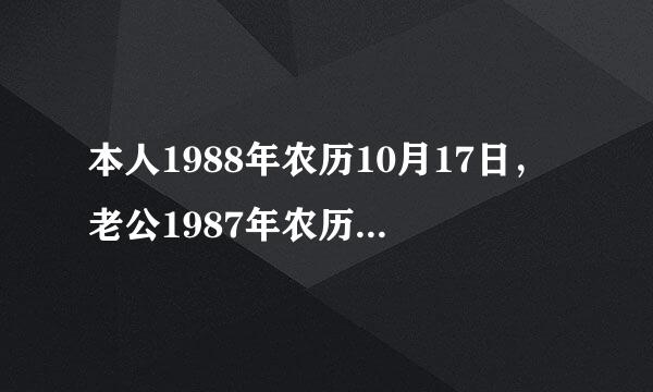 本人1988年农历10月17日，老公1987年农历11月7日，今年和明年哪一年结婚好些呢？