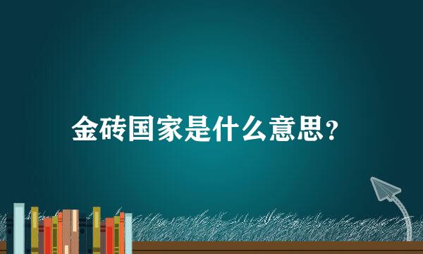 金砖国家是什么意思？