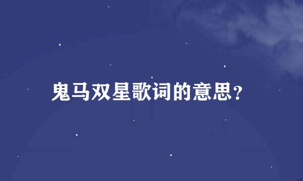 鬼马双星歌词的意思？