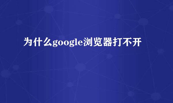 为什么google浏览器打不开