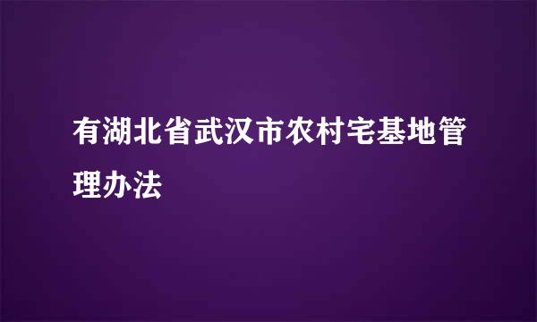 有湖北省武汉市农村宅基地管理办法