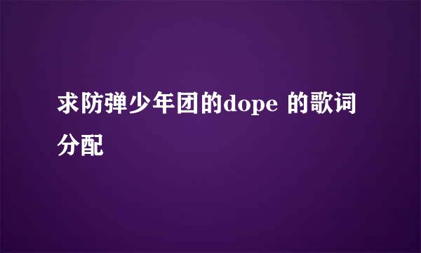 求防弹少年团的dope 的歌词分配