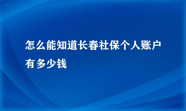 怎么能知道长春社保个人账户有多少钱