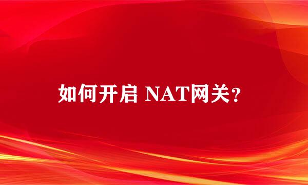 如何开启 NAT网关？