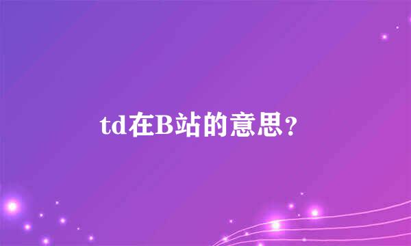 td在B站的意思？