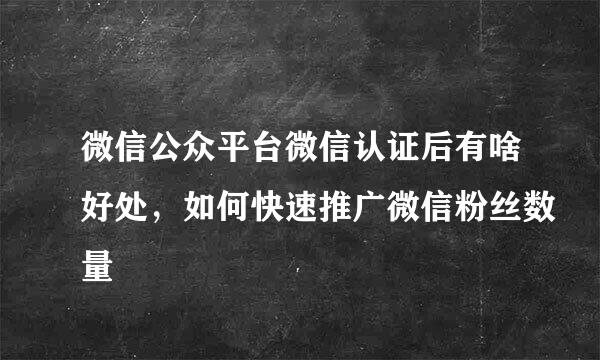 微信公众平台微信认证后有啥好处，如何快速推广微信粉丝数量