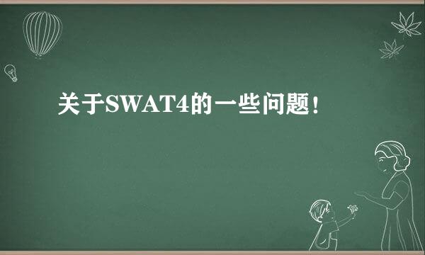 关于SWAT4的一些问题！