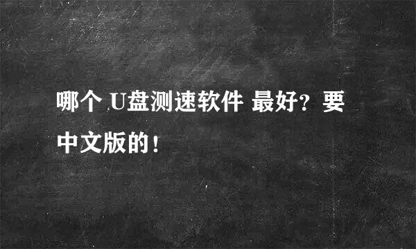 哪个 U盘测速软件 最好？要中文版的！