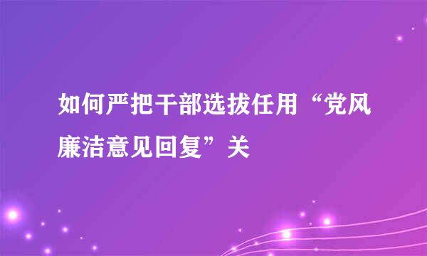 如何严把干部选拔任用“党风廉洁意见回复”关