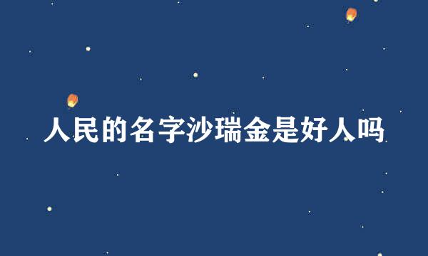 人民的名字沙瑞金是好人吗